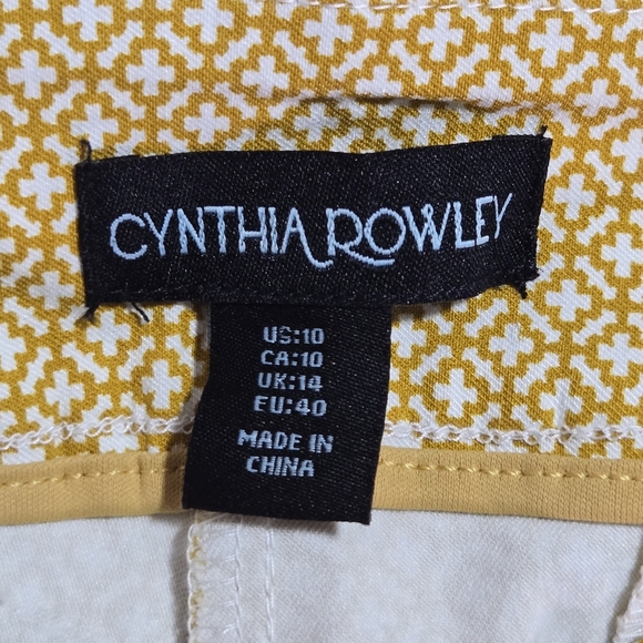 Cynthia Rowley Womens Preppy Clover Geo Print Pull On Capri Crop Pants Size 10 - Picture 9 of 9